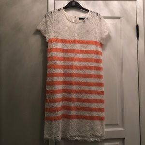 White and orange striped lace BCBGMaxAzria dress